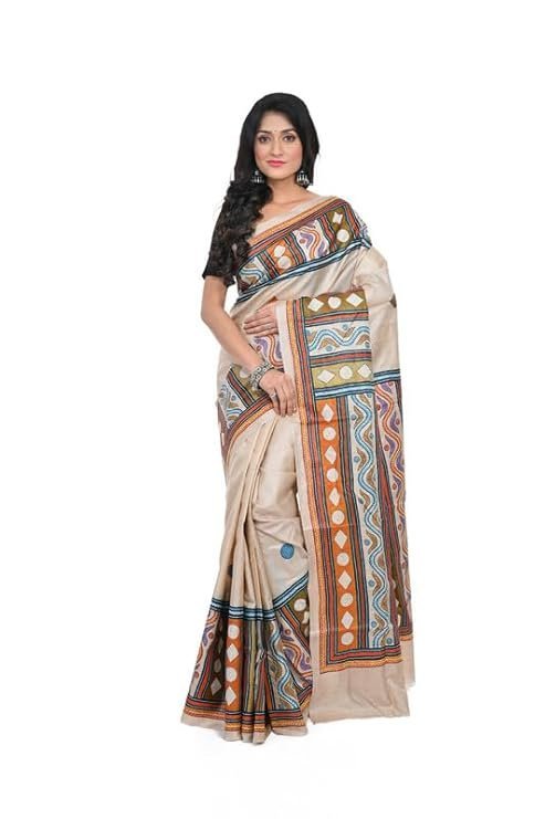 5140dNUC7KL._SY741_ Handloom Tassar Saree Made Coloure Comfortable,Lightweight Ethnic Wear Saree For Women'S With Unstiched Blouse Piece - Image 1