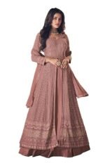 Women's Maxi Anarkali Dress (122-PINK_Pink_Free Size)