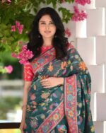Floral Woven Saree with Contrast Border - Image 3